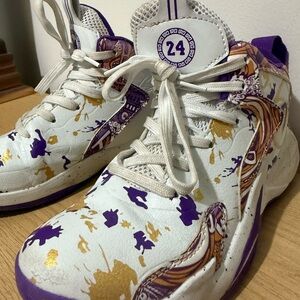 #24 Kids White and Purple Sneakers